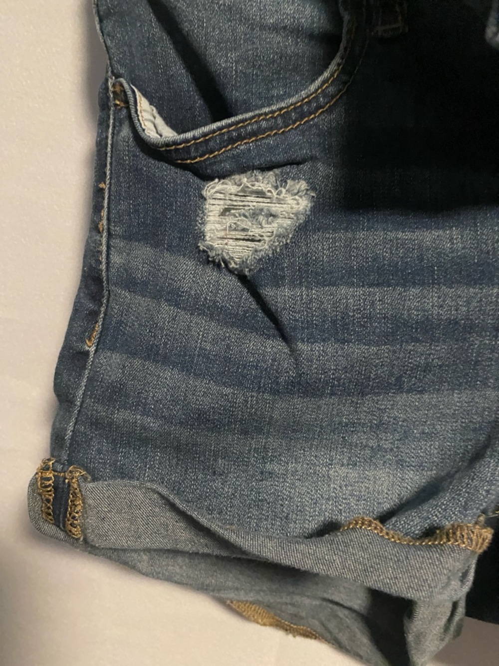 Bullhead Blue Distressed Roll-Cuff Denim Shorts - Picture 4 of 6